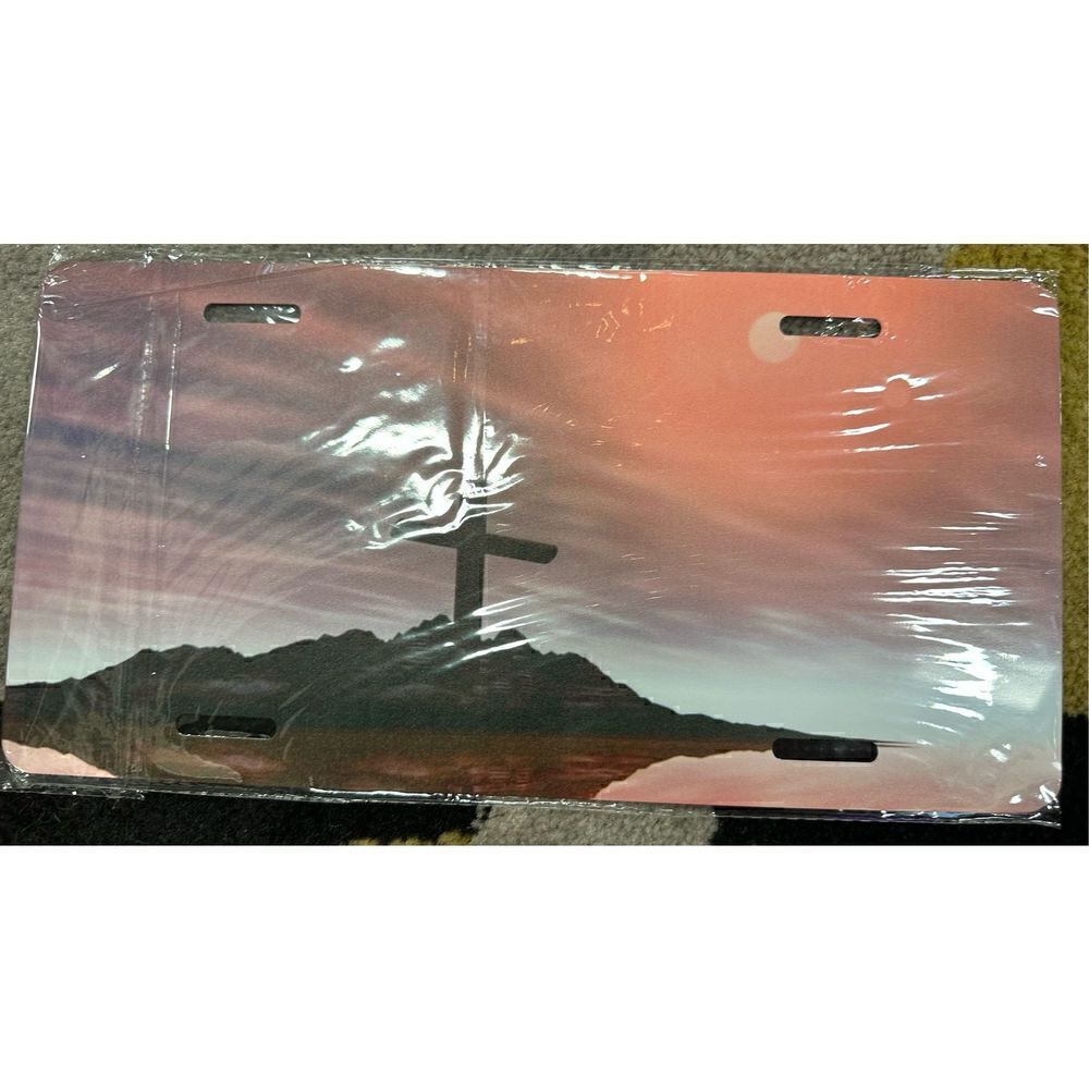 Cross Car Tag Faith Sunset NIP